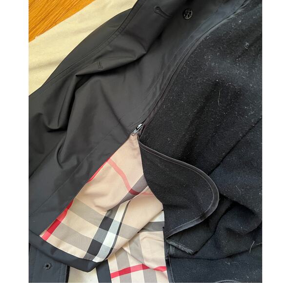 Authentic Burberry Brit Black Wool Lined Trench Jacket Coat IT 42 US 8 - Picture 7 of 11